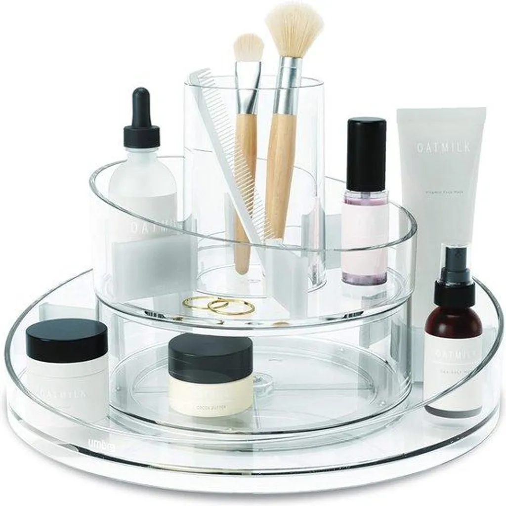 Rangement cosmétique transparent pour salle de bain et coiffeuse chic