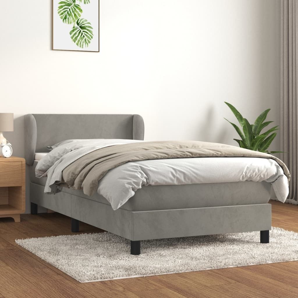 The Living Store Boxspringbett mit Matratze Hellgrau 90x190 cm Samt