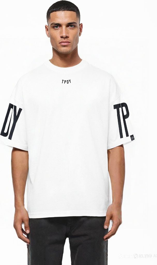 Viktor Herren Oversize-Shirt Logoprint Rundhals dicker Stoff Rundhals