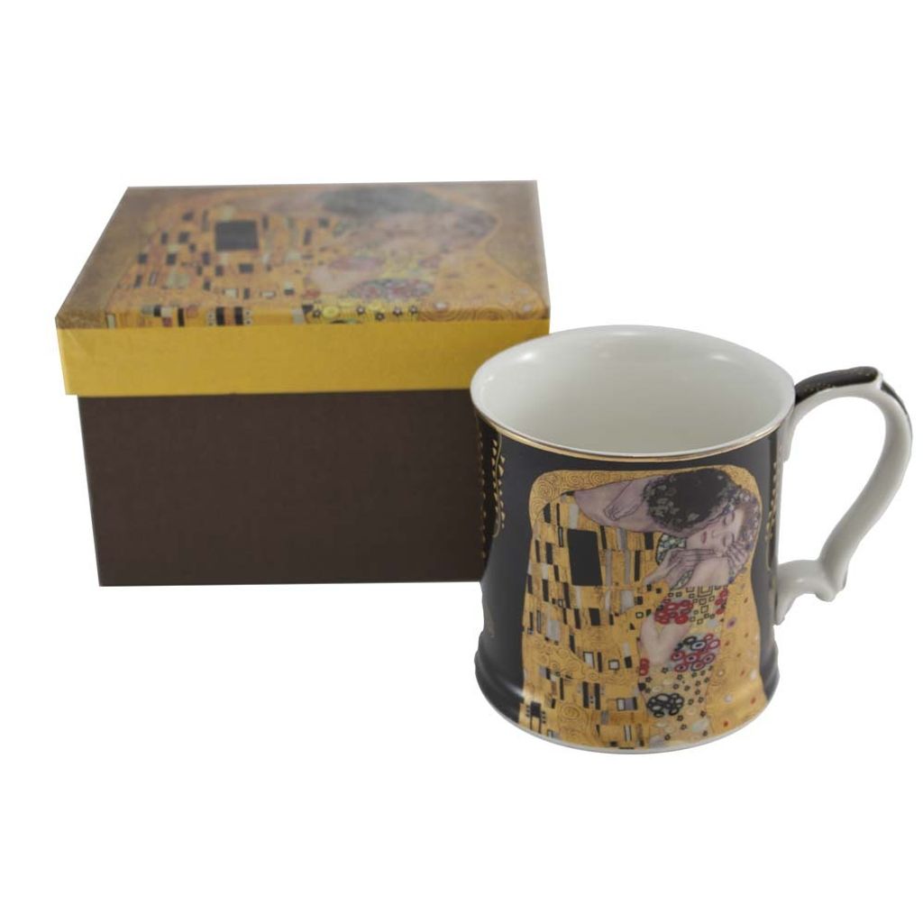 HOME ELEMENTS Porzellanbecher 360 ml, Klimt Kiss dunkel