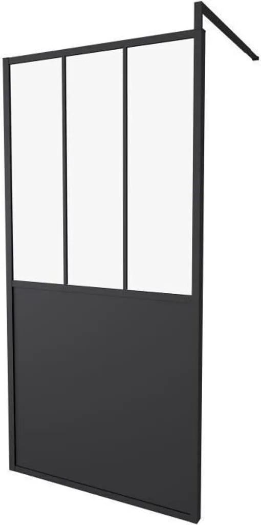 Paroi de Douche Fixe 100x200 Industrielle Noire pour Salle de Bain Chic