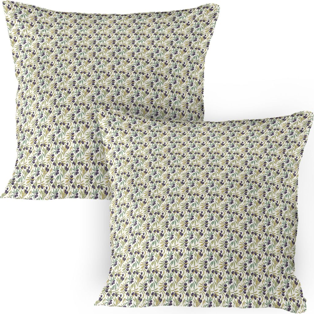 ABAKUHAUS Olive Kissenbezug Packung mit 2, Kunstwerk von Baumzweigen gesund Bio-Gemüse, Dekorativer Gedruckter Kissenbezug, 80x80 cm, Ivory Mehrfa...