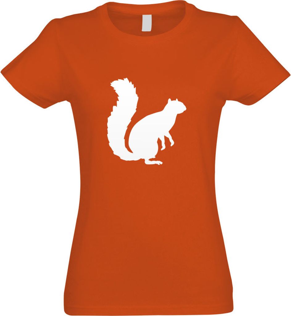 Kiwistar - T-Shirt tailliert - Damen - orange - Eichhörnchen - Squirrel - mit Motiv Bedruckt - Funshirt Design - Sport - Freizeit - Damen - L