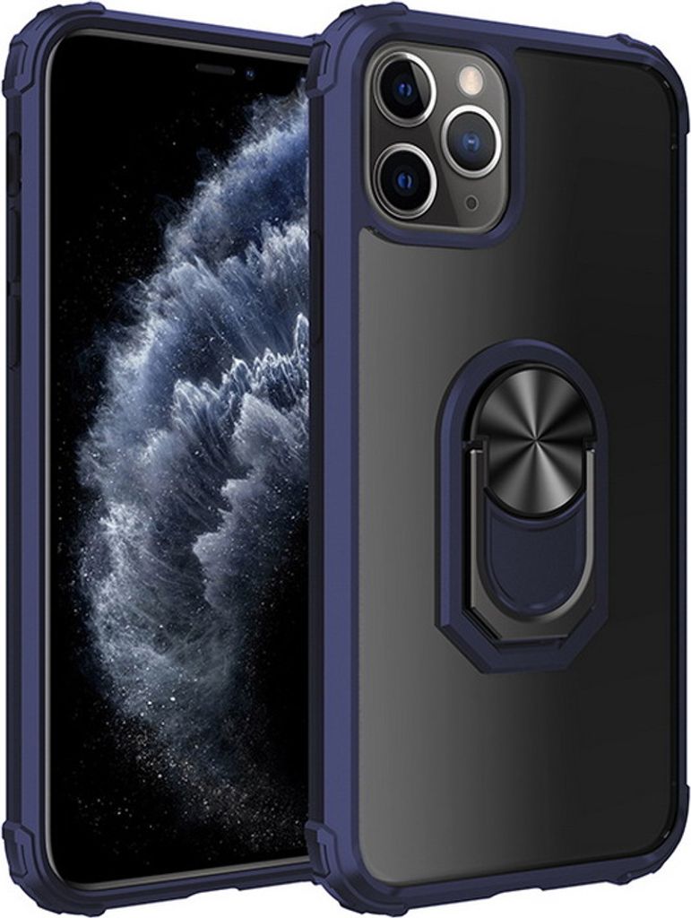 Hülle für Apple iPhone 13 Pro - Hybrid Ring Transparent Schutzhülle Handyhülle Ring Case - Blau