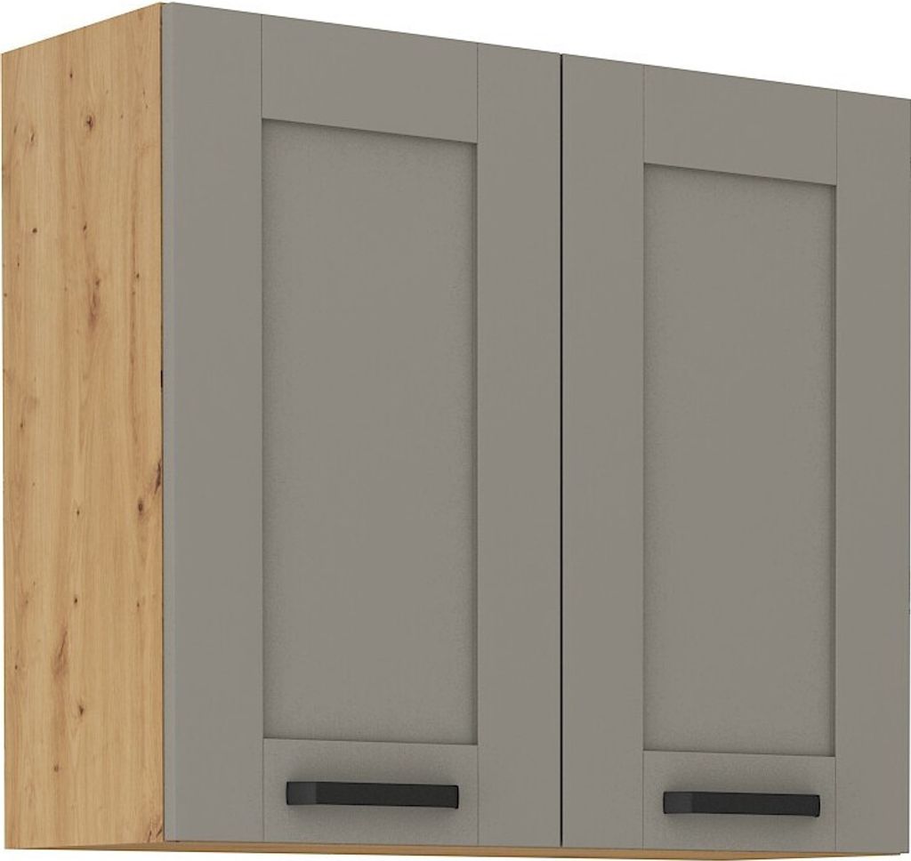 Küchenhängeschrank LAILI – Breite 80 cm, hellgrau / Artisan-Eiche