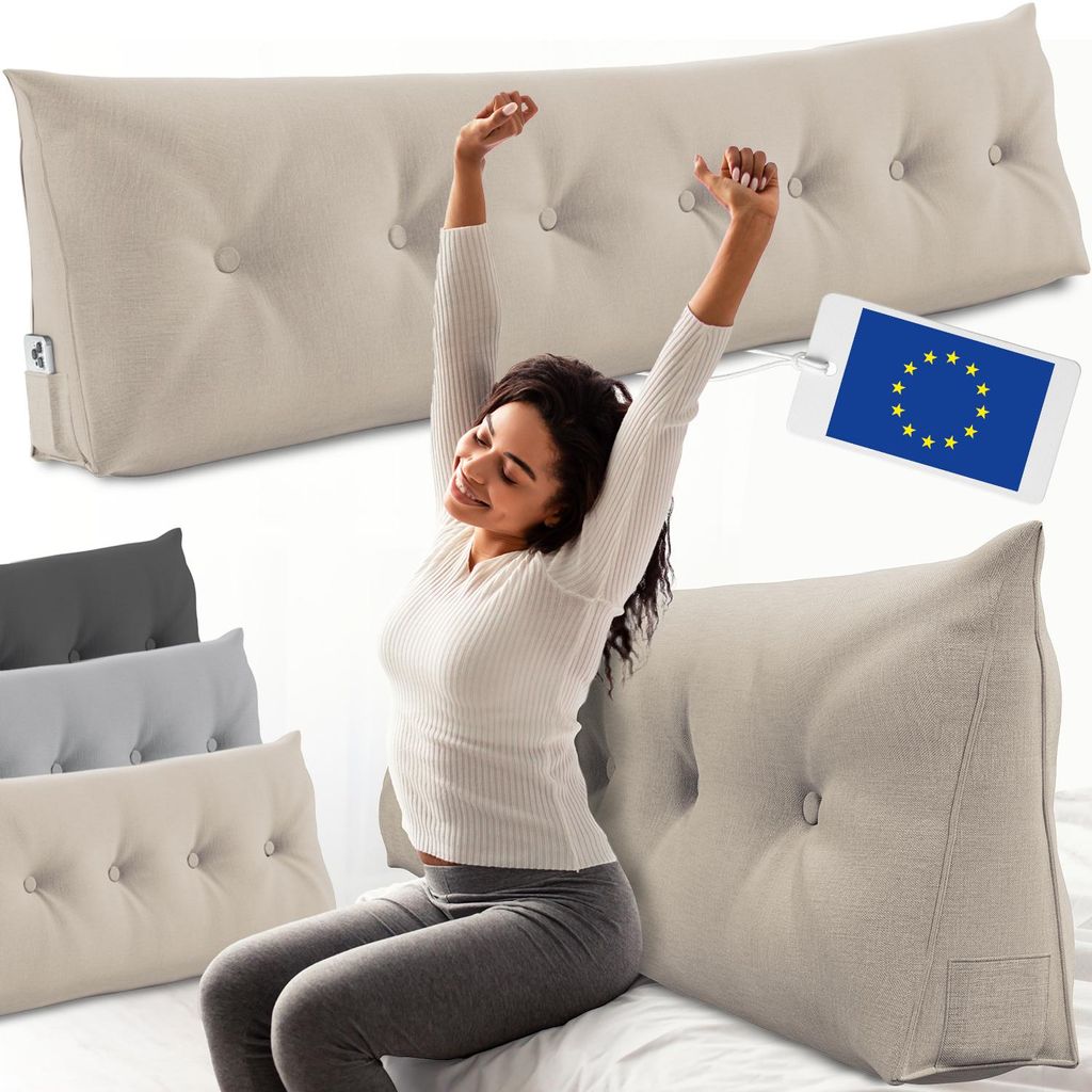 ELONEO Coussin dorsal 200 cm de large, coussin en forme de Image du produit 