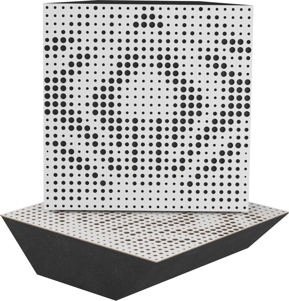 2-Stück Eck-Akustik-Bassfalle für Aufnahmestudio |UNIVERSE 50x50x10cm | Absorption und Diffusion | Farbe: Weiß