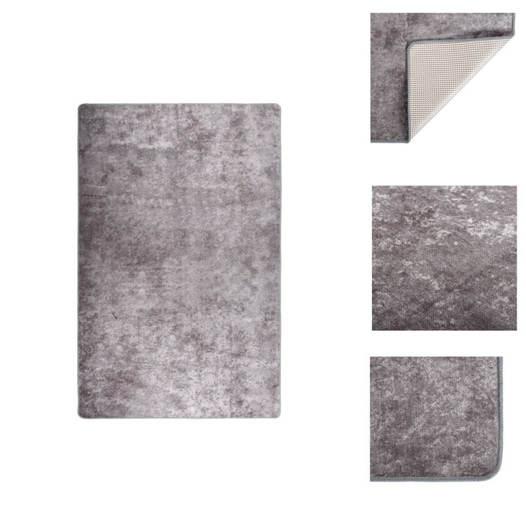 vidaXL Teppich Waschbar 80x150 cm Grau Rutschfest - Teppiche