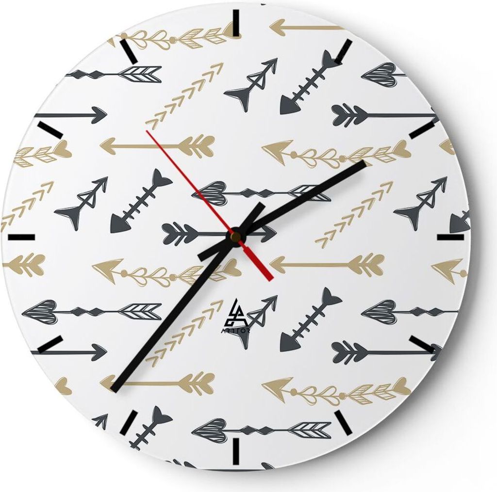Wanduhr - Rund - Glasuhr - Abstraktion modern - 30x30cm - Schleichendes Uhrwerk - Lautlos - zum Aufhängen bereit - Dekoration Modern - Wanddekorat...