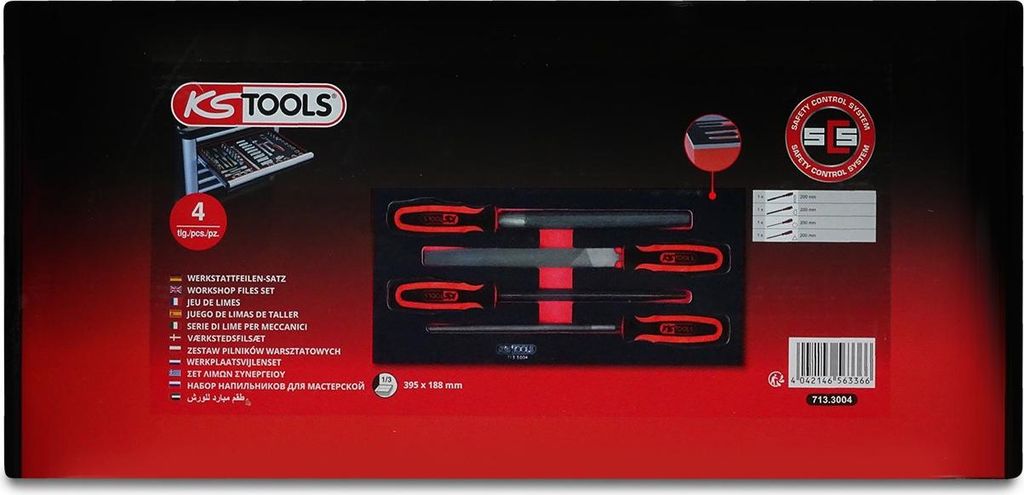 KS TOOLS 713.3004 SCS Werkstattfeilen-Satz, 4-tlg in 1/3 Systemeinlage