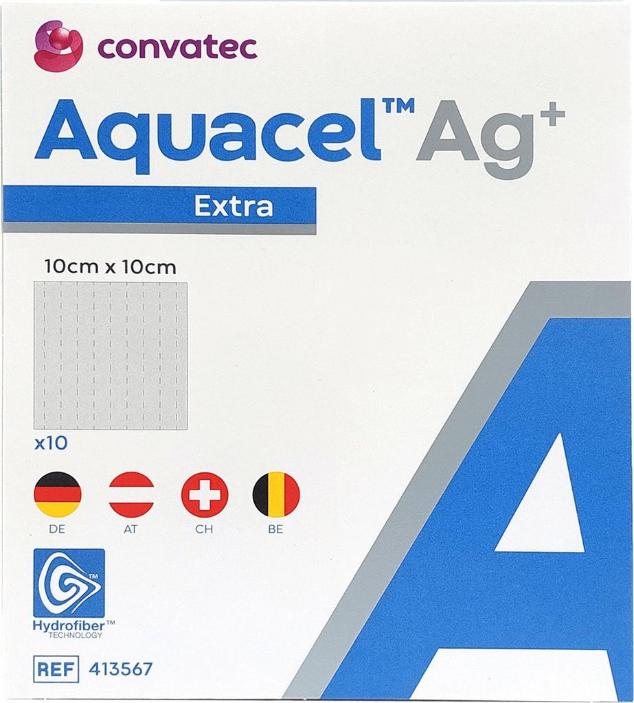 Aquacel Ag+ Extra 10x10 cm Kompressen 10 St
