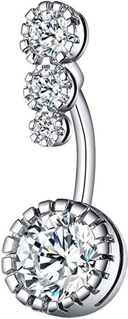 1 Stück Damen Strass rund baumeln Nabel Ring Bauchnabel Piercing Schmuck-Silber
