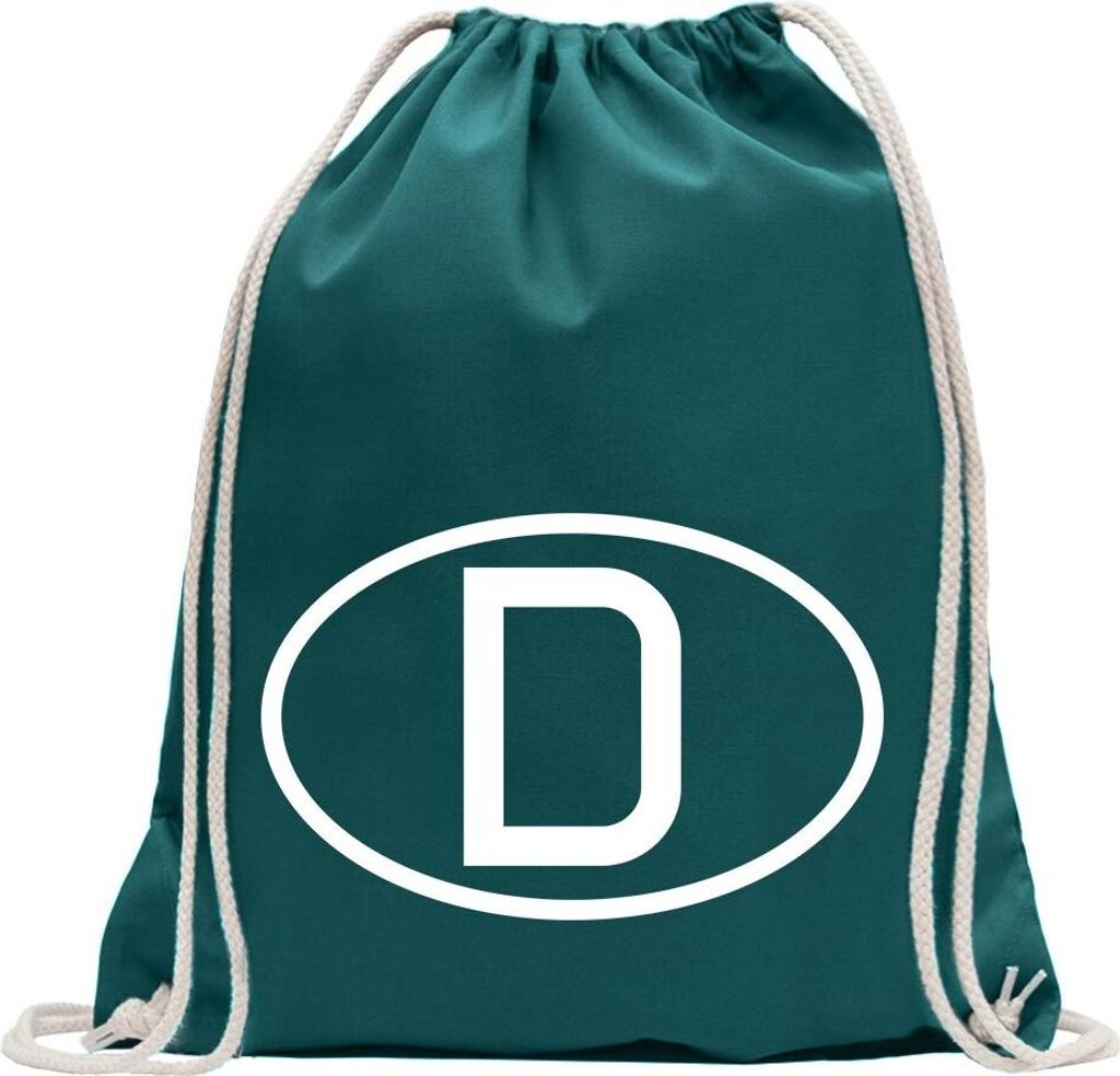Kiwistar - Turnbeutel - petrol - Deutschland D - Fun Rucksack Sport Beutel Gymsack Baumwolle mit Ziehgurt