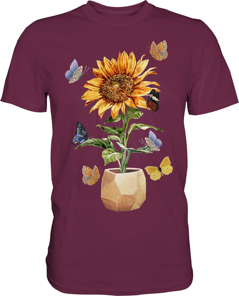Schmetterling Sonnenblumen Shirt Gärtner Geschenk Garten – Produktbild 