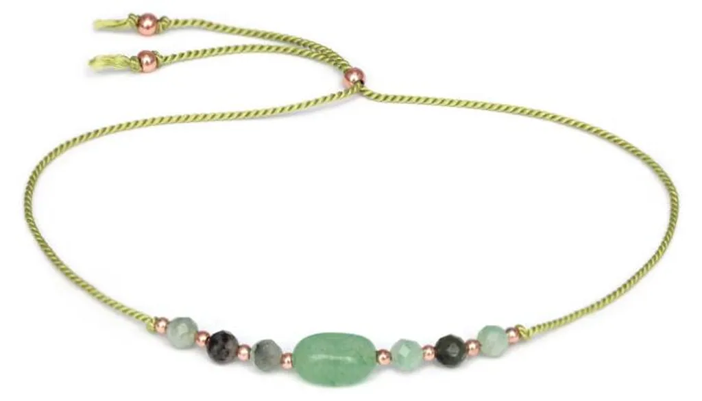 Bracelet à cordon aventurine et émeraude HE09R3RG-LG - Bijou Artisanal