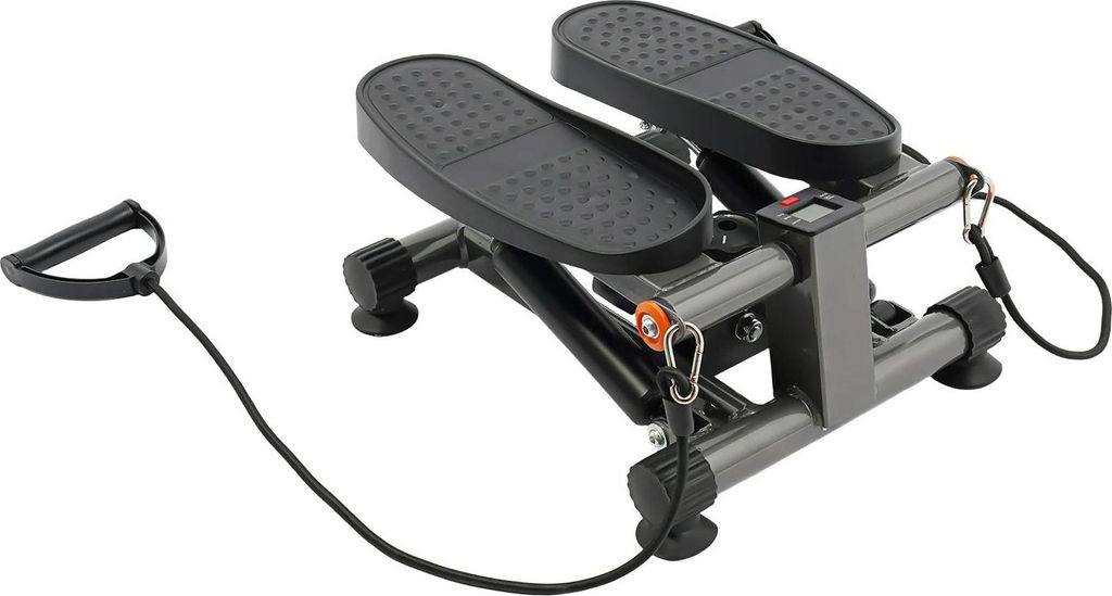 Twist-Stepper - Hydraulischer Mini-Stepper - LCD-Display, Saugnapf-Füße, Widerstandsbänder, max. 120 kg, 33,5×41,5×19 cm - Schwarz