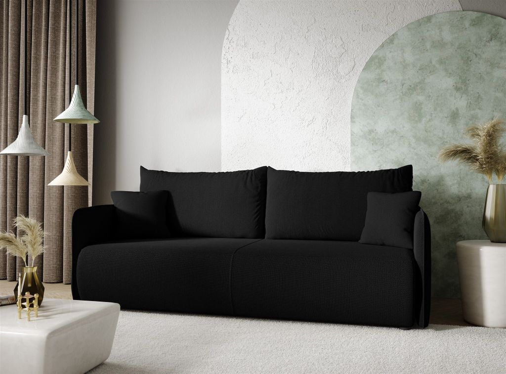 Sofa 2-Sitzer mit Schlaffunktion CALGARY Stoff Curio Schwarz