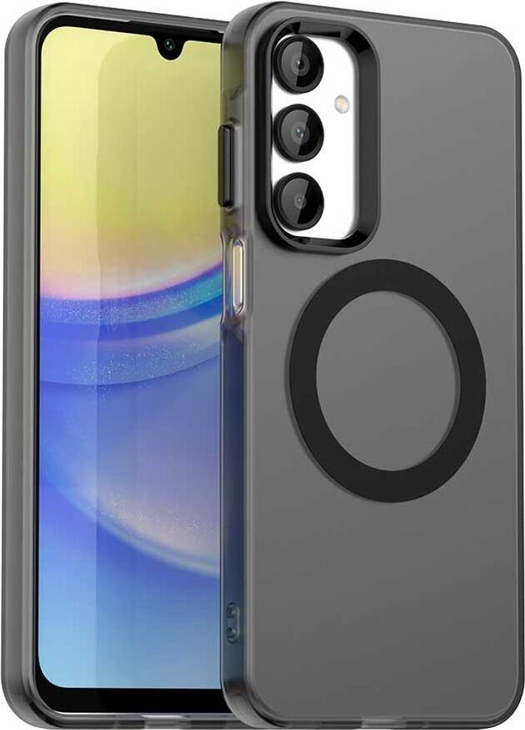 Magnetisch Hülle für Samsung Galaxy A16 5G/4G, Schlank Durchscheinend Matt Stoßfest Handyhülle Schwarz