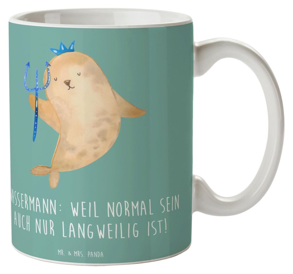 Mr. & Mrs. Panda Teetasse Wassermann Unikat - Meeresbrise - Geschenk, Exzentrizität, Kaffeetasse, Einzigartigkeit, Geschenke Sternzeichen, Frühst...