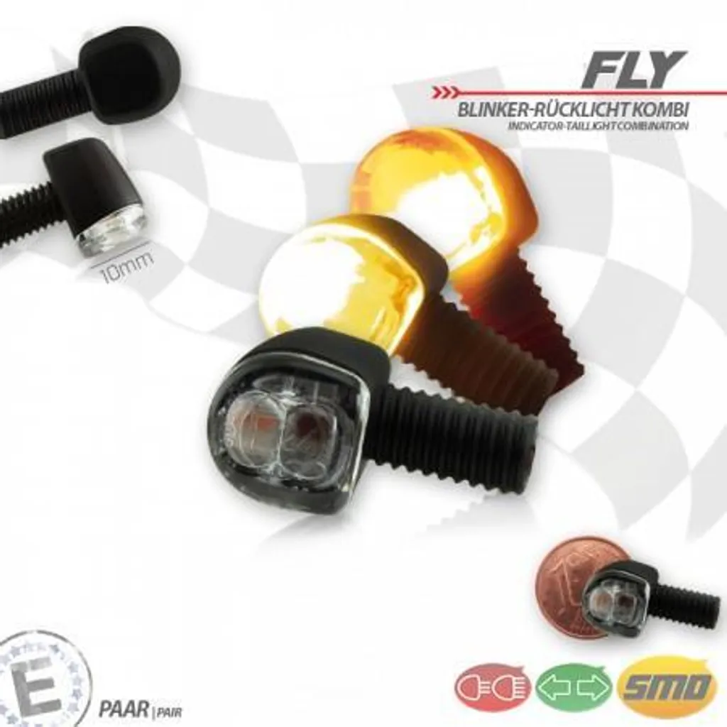 Clignotants SMD-RL Kombi Fly Alu Noir : Finissez-en avec les clignotants XL