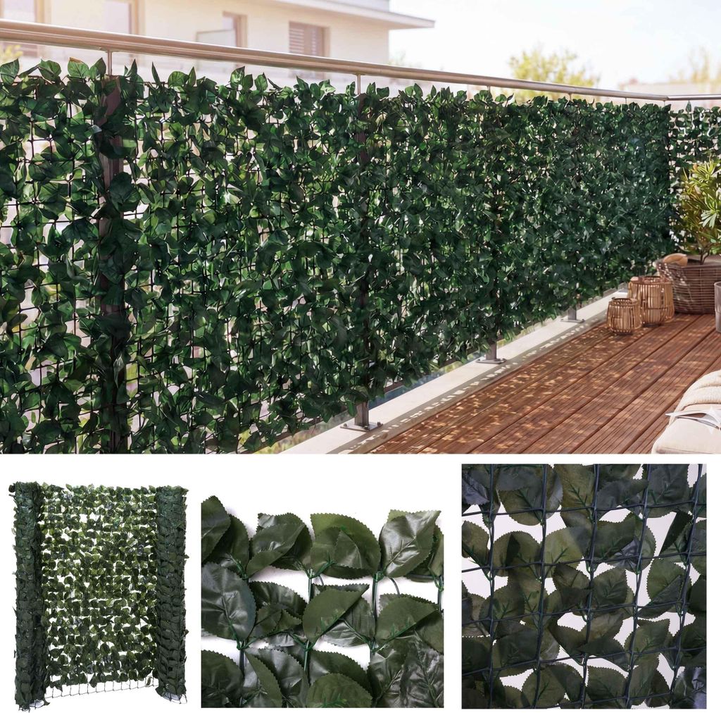 Balkonsichtschutz, Buchenhecke Sichtschutz Windschutz Verkleidung für Terrasse Zaun 300x150cm dunkel