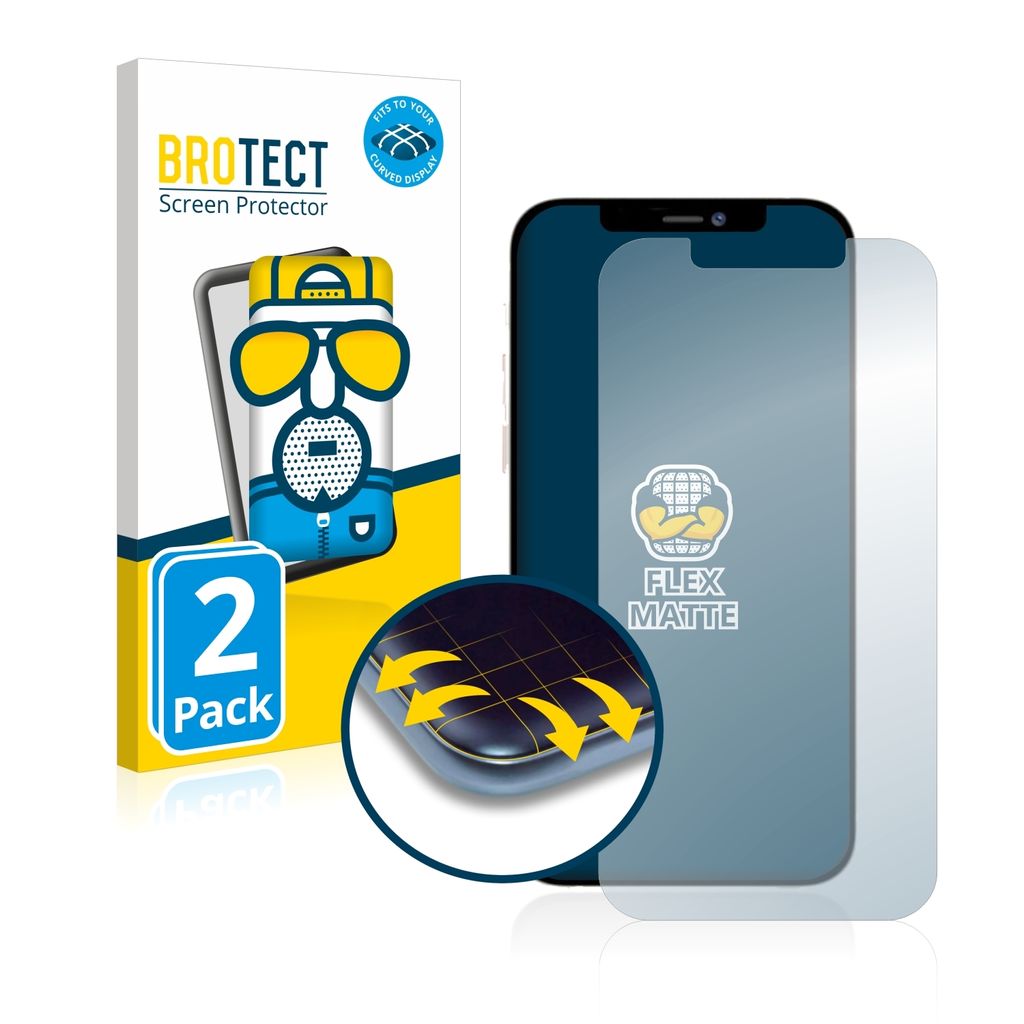 2x BROTECT Fullscreen Schutzfolie für Apple iPhone 12 Pro Max Displayschutz Folie Fullcover Matt Entspiegelungsfolie