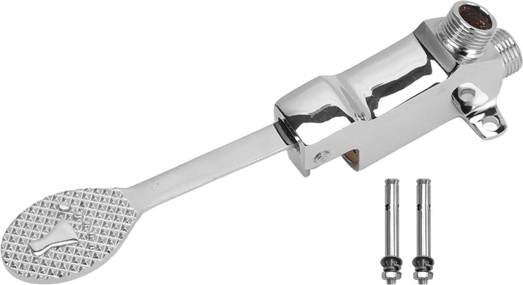 Fußpedalventil für Wasserhähne, silberfarbener Edelstahl, wassersparender Bodenschalter für öffentliche Einrichtungen