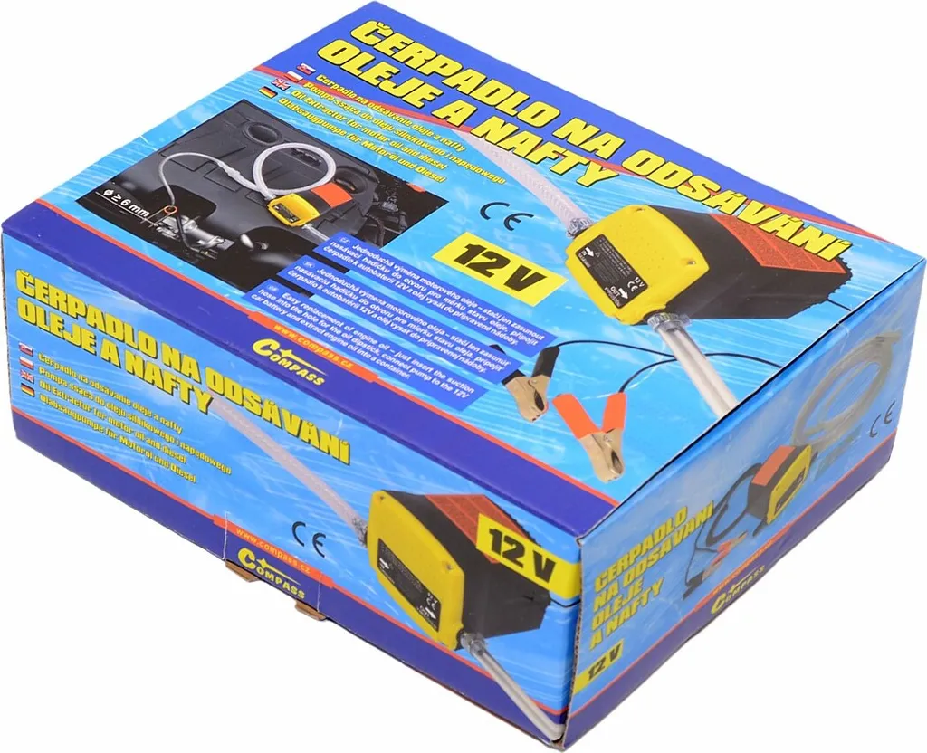 Pompe à gasoil 12V compacte avec pinces batterie pour vidange propre