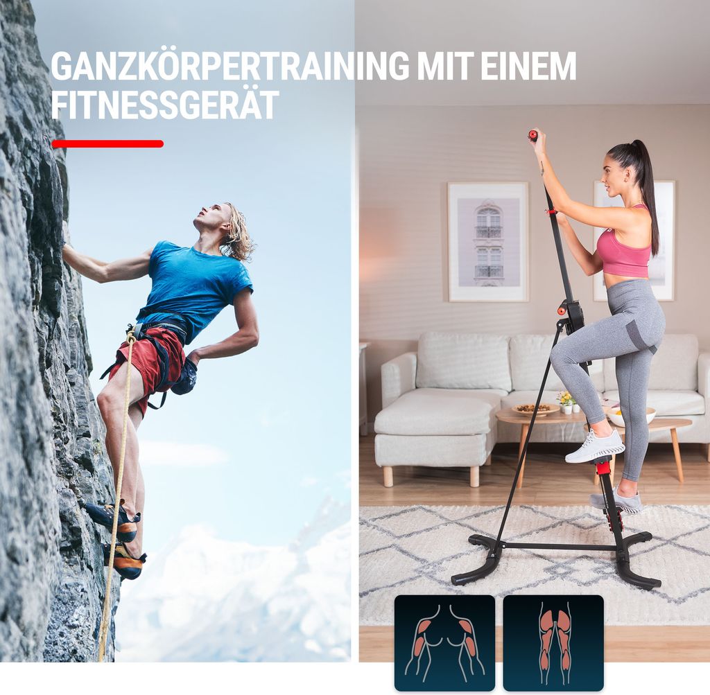 Produktbild von Hop-Sport 2in1 Stepper & Vertical Climber - Klappbar Und