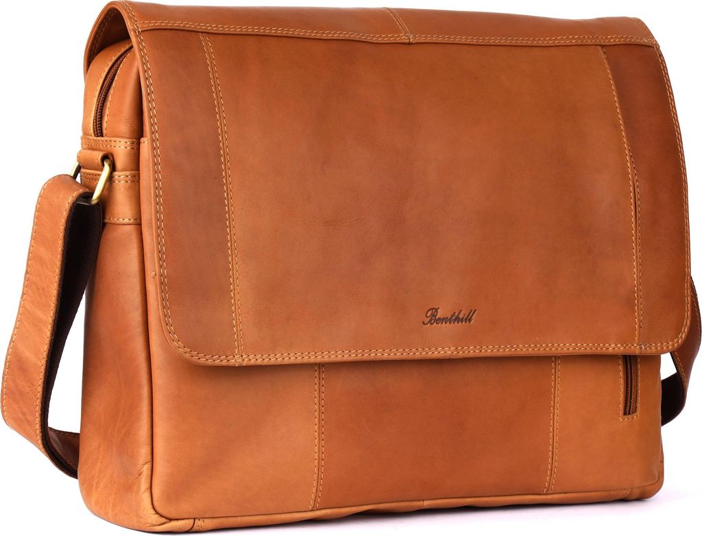 Benthill Umhängetasche Echt Leder | Herren & Damen Messenger Bag aus hochwertigem Rindsleder | Vintage Schultertasche Aktentasche