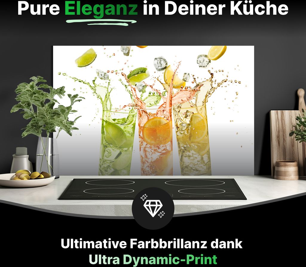 Spritzschutz Küchenrückwand Glas 125 x 50 cm Erfrischungsgetränke mit Zitrusfrüchten - RUECKWAND24