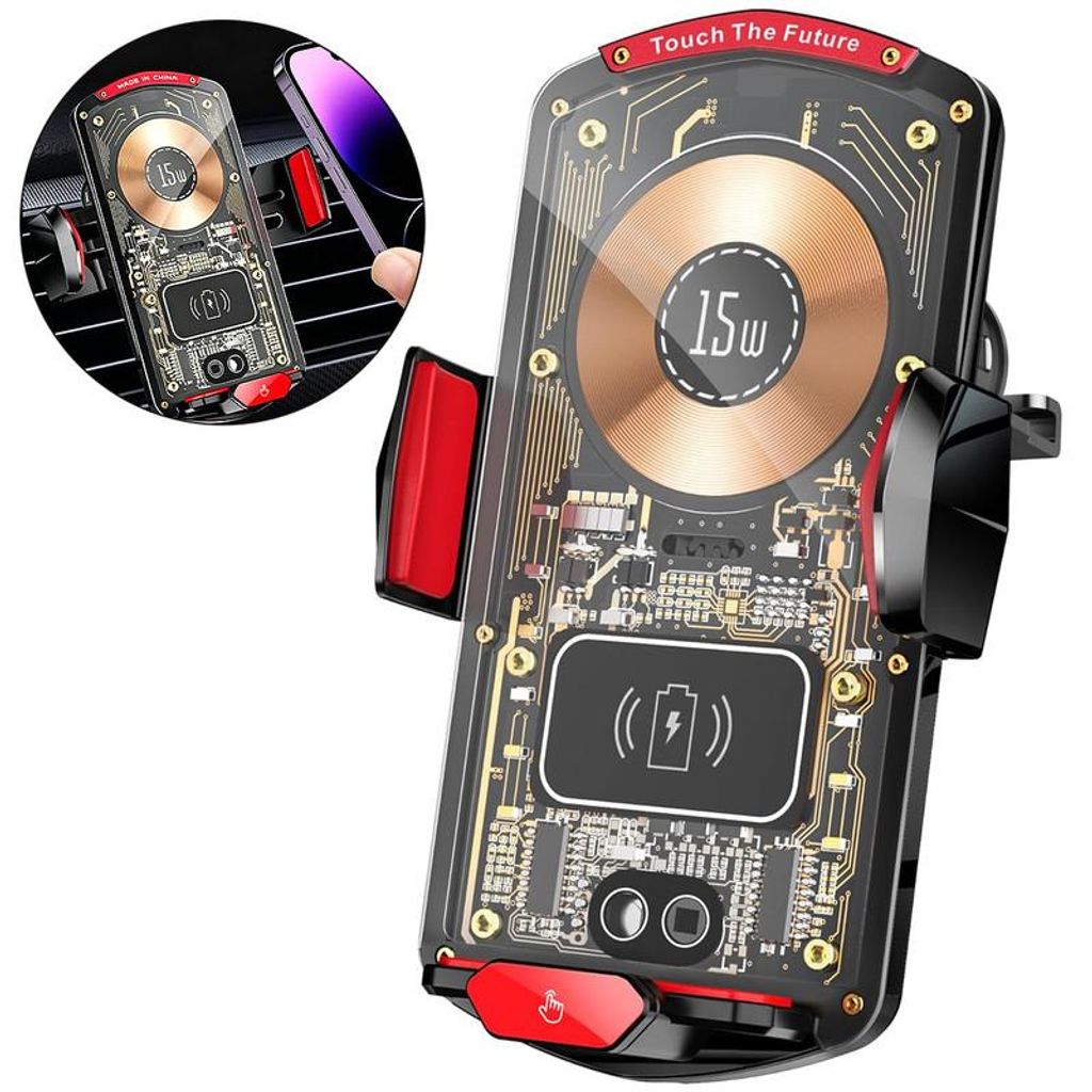 Auto Handyhalterung Wireless Charger 15W KFZ Halter Lüftungsgitter 360° drehbar Schnellladen für iPhone Android 4,7–7 Zoll