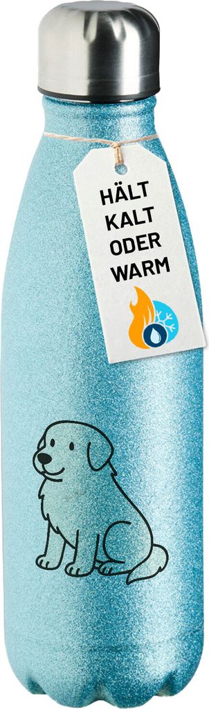 Huuraa Trinkflasche Pyrenäenberghund Comic Pyri 500ml Blue Edelstahl Wasserflasche Trinkflasche Geschenkidee