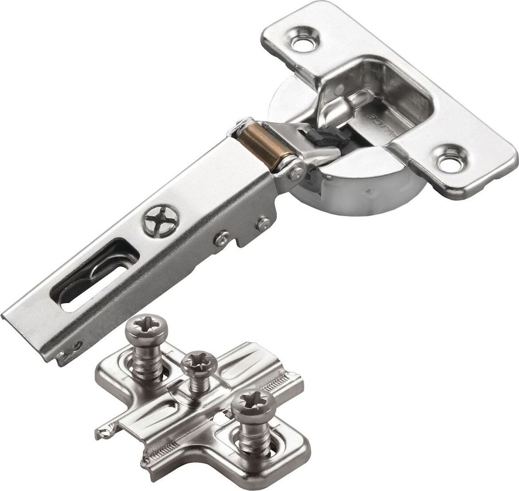 2 x Salice Topfband Serie 700 mit Dämpfer im Topf 110° Bohrbild T45 Eckanschlag inkl. Kreuz-Montageplatte Höhe 6 mm mit vormontierten Euroschrau...