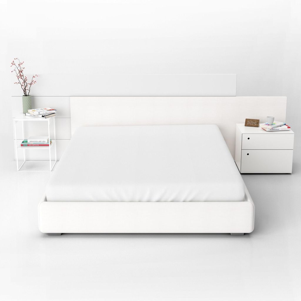 Bettlaken - Spannbettlaken mit Gummizug - 160x200 cm - Jersey - 160g/m2 - Weiß - Hochwertiges