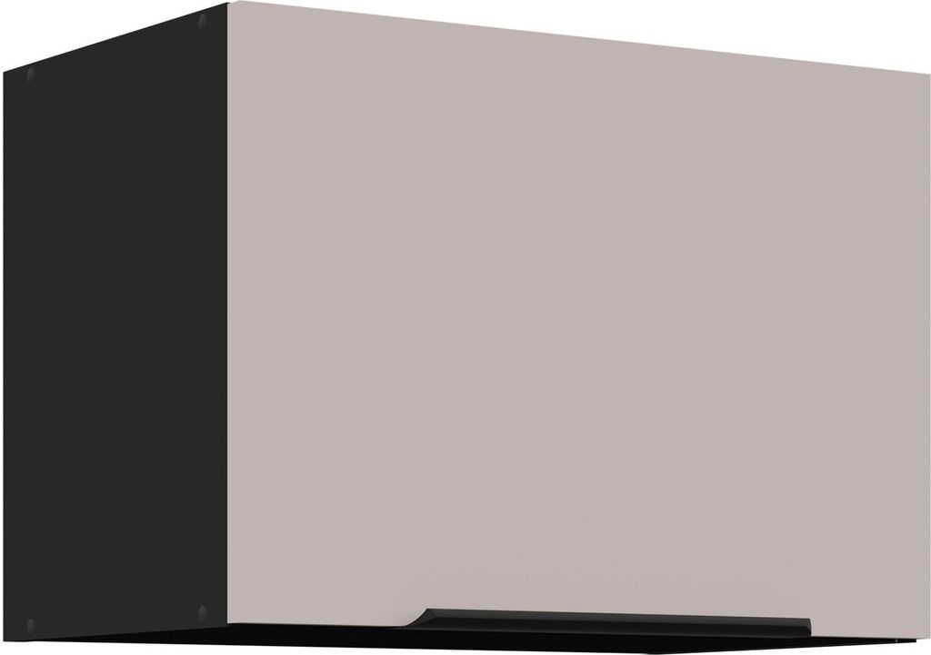 Küchen Kurzhängeschrank 50 cm ARONA Kaschmir beige matt + Schwarz matt Küchenzeile Küchenblock Küche Einbauküche