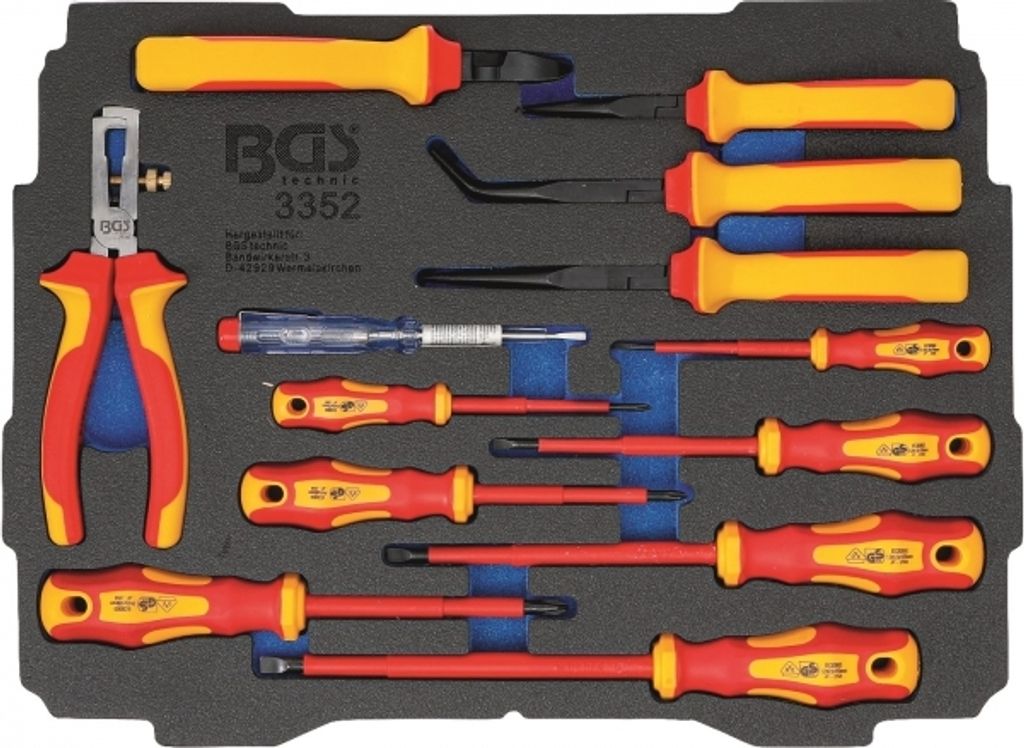 BGS Schaumeinlage für Art. BOXSYS1 & 2: VDE-Zangen-/ Schraubendreher-Satz 3352, 13-tlg.