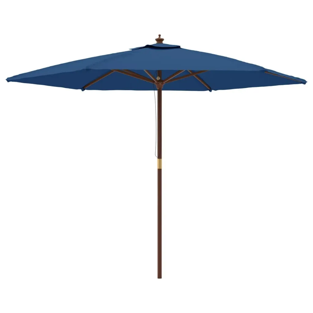 vidaXL Ombrellone 299x240 cm Palo Legno Azzurro - Robusto per Esterni