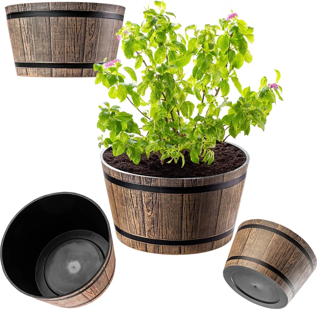 Pot de fleurs Madera 40 cm Brun Moka avec surface mate anti-rayure