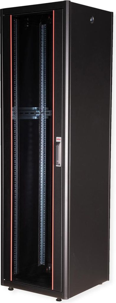 ROLINE Netzwerkschrank Basic 48,26cm 19Zoll 42 HE 600x600 BxT Glastür schwarz