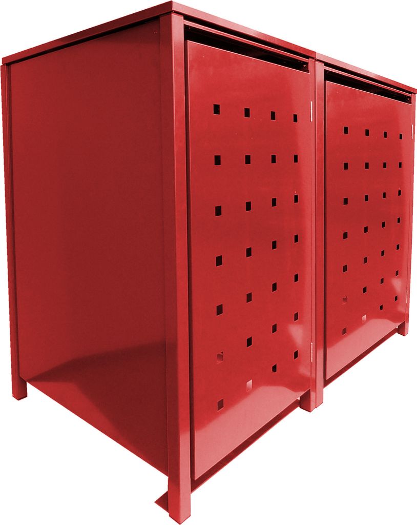 2 Tailor MüllTonnennboxen Basic für 240 Liter Tonnen Stanzung 4 komplett in Rot