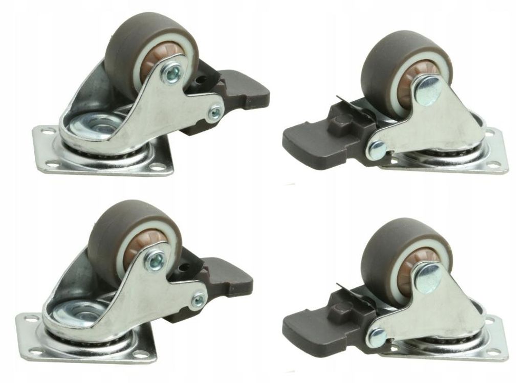 TOMiMET 4x Möbelrollen 20mm Gummi Lenkrolle mit Bremse Produktbild 