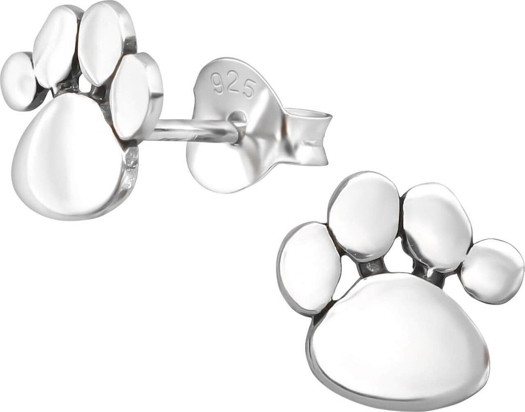 925 Sterling Silber Ohrstecker Pfotenabdruck für Kinder