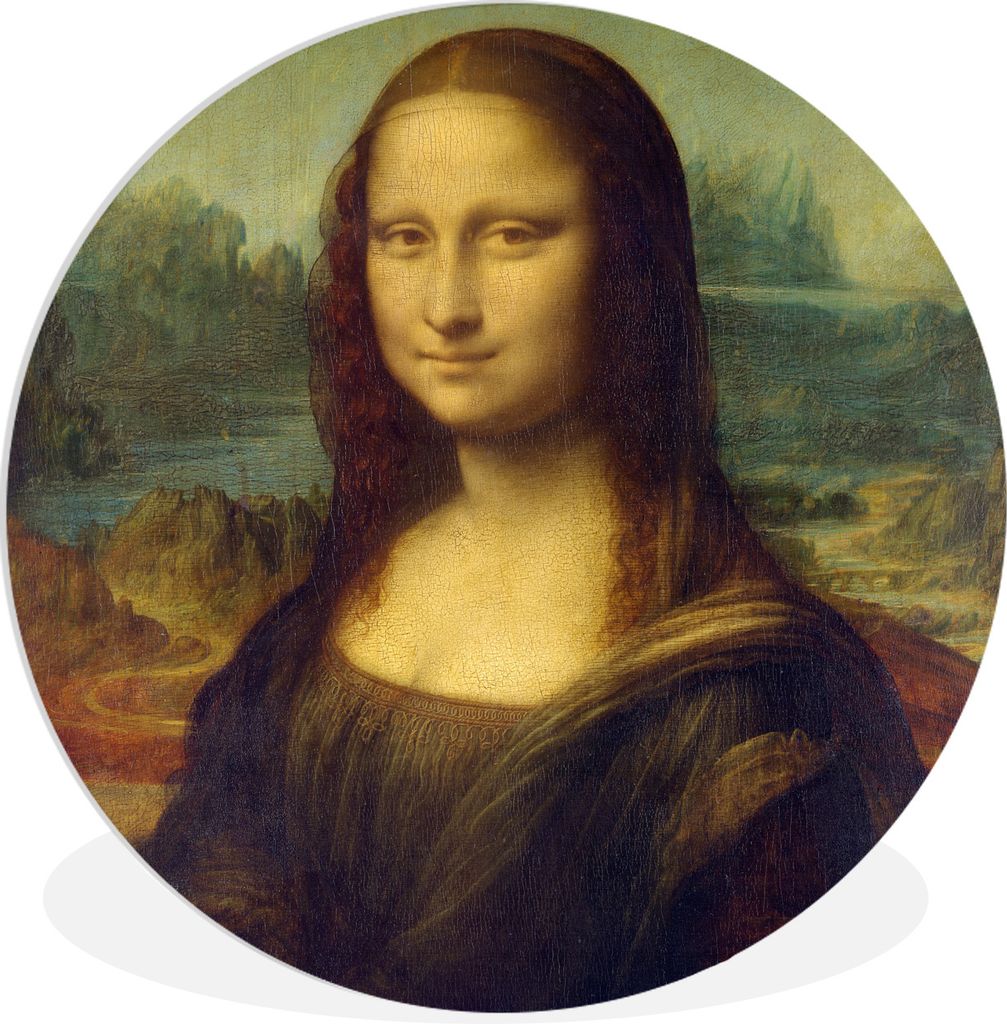 MuchoWow Rundes Wandbild - Runde Bilder Mona Lisa - Leonardo da Vinci Ø 90 cm Kreis Wanddekoration Kunststoff - Wandkreis - Wandschmuck - Wand-K...
