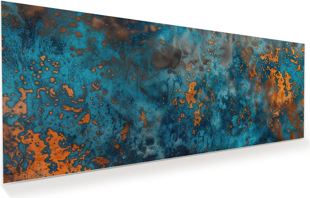 Glasbild 150x60cm in XXL für Wohnzimmer, Schlafzimmer Motiv Blaue Maserung