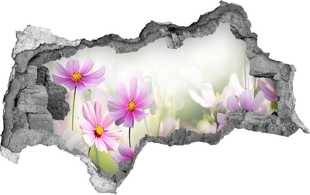 Selbstklebender Loch-3D-Aufkleber 95x73 cm Blumen auf der Wiese