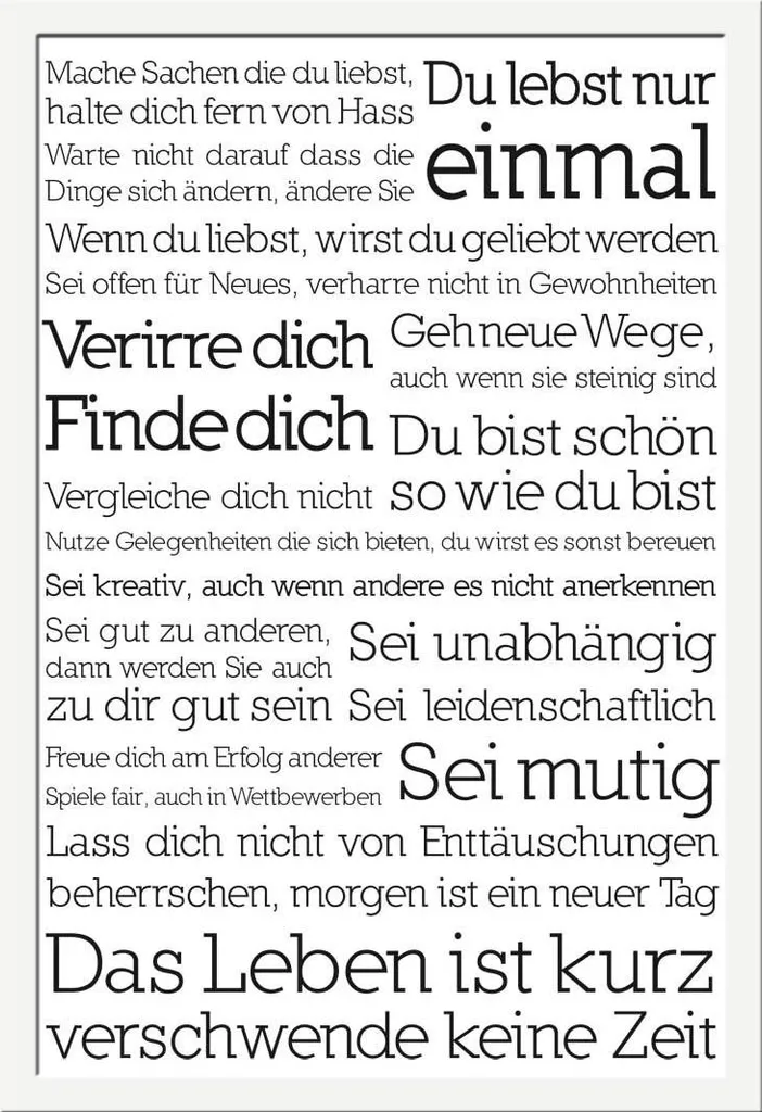 Déco murale Motivante : Poster Shinsuke MDF Blanc - Tu ne vis qu'une fois