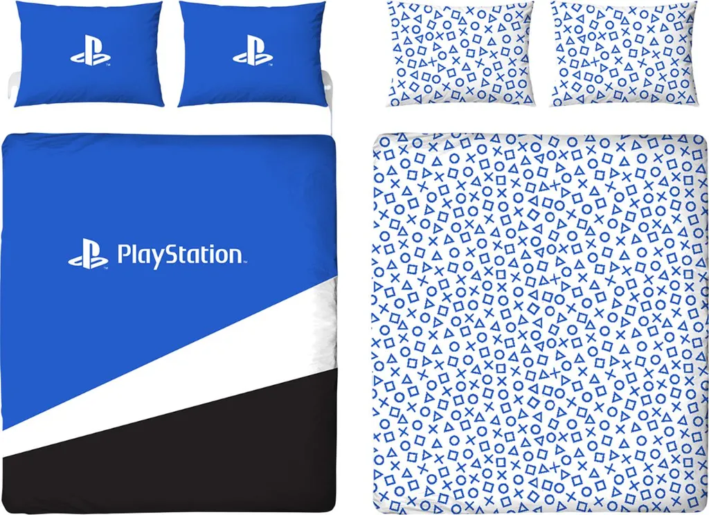 Playstation Drap housse réversible TC253 pour lit simple bleu