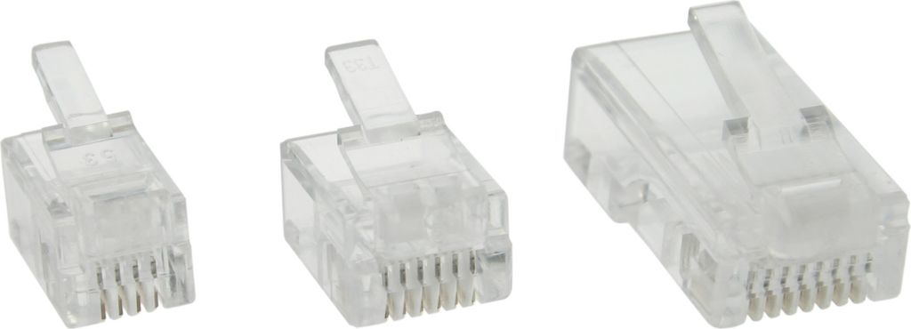 InLine Modularstecker, 6P4C RJ11 zum Crimpen auf Flachkabel, 100er Pack