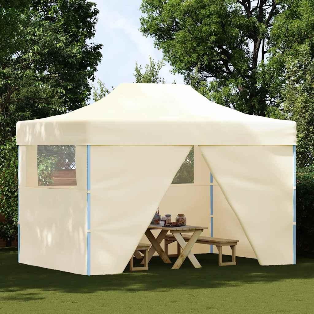 VidaXL Partyzelt Pop-Up Gartenzelt – 3 Seitenteile, 4.4x2.9 M, Faltbar, Grün Mit Blauem Stahlgestell